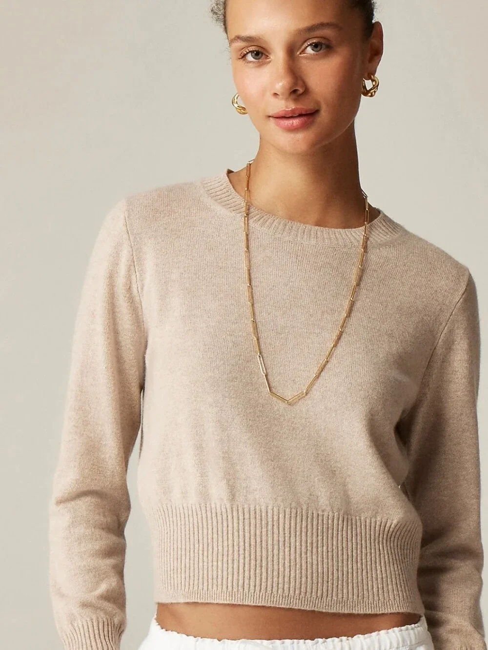 J. Crew Soft Taupe Crewneck Sweater Cashmere
